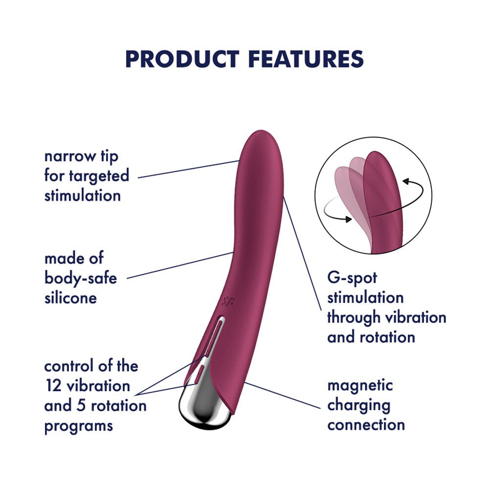 Buy Satisfyer Spinning Vibe 1 - Red - Red 17.8 cm USB Rechargeable Rotating Vibrator – Naughtyhut NZ sex toys online. Discreet delivery & top brands.