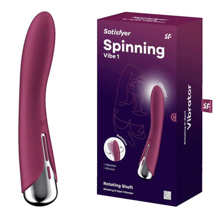 Satisfyer Spinning Vibe 1 - Red - Red 17.8 cm USB Rechargeable Rotating Vibrator – Sex toys NZ by Naughtyhut. Discreet delivery nationwide.