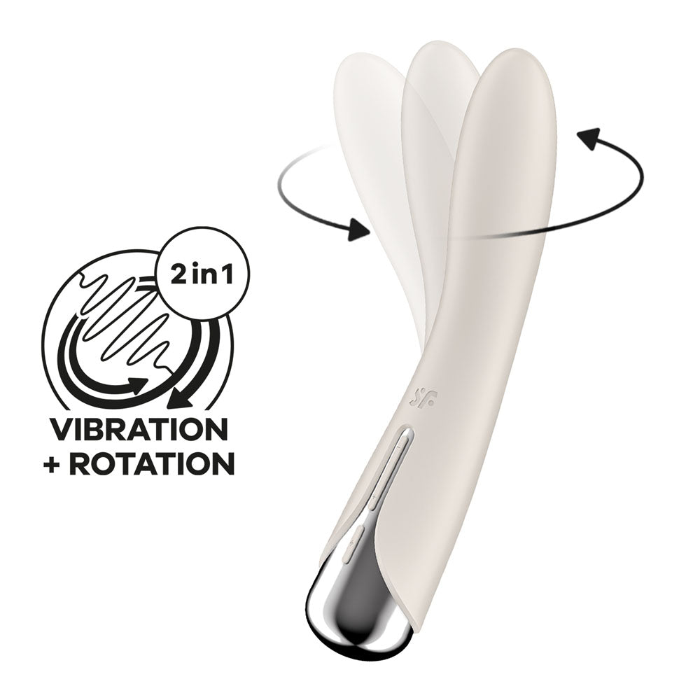 Satisfyer Spinning Vibe 1 - Beige - Beige 17.8 cm USB Rechargeable Rotating Vibrator – Sex toys NZ by Naughtyhut. Discreet delivery nationwide.