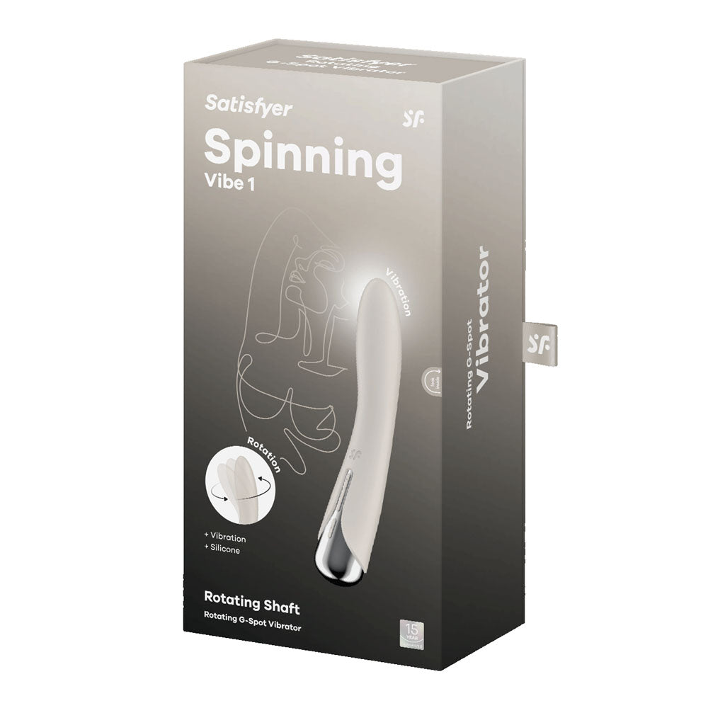 Satisfyer Spinning Vibe 1 - Beige - Beige 17.8 cm USB Rechargeable Rotating Vibrator – Sex toys NZ by Naughtyhut. Discreet delivery nationwide.