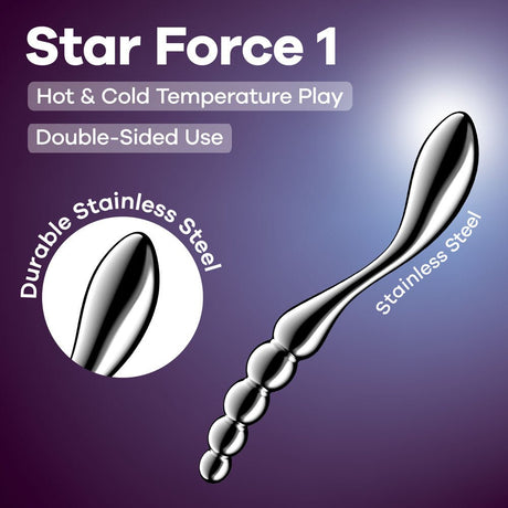 Buy Satisfyer Star Force 1 - Chrome Steel 21 cm Dildo – Naughtyhut NZ sex toys online. Discreet delivery & top brands.