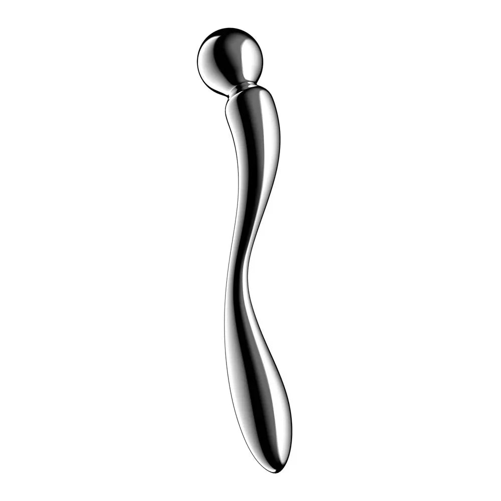 Satisfyer Star Force 2 side profile showing the full curve of the polished steel shaft