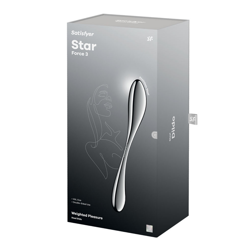 Satisfyer Star Force 3 - Chrome Steel 27 cm Dildo – Sex toys NZ by Naughtyhut. Discreet delivery nationwide.