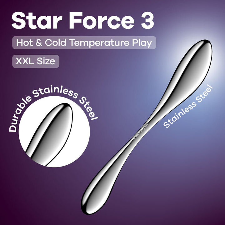 Satisfyer Star Force 3 - Chrome Steel 27 cm Dildo – Sex toys NZ by Naughtyhut. Discreet delivery nationwide.