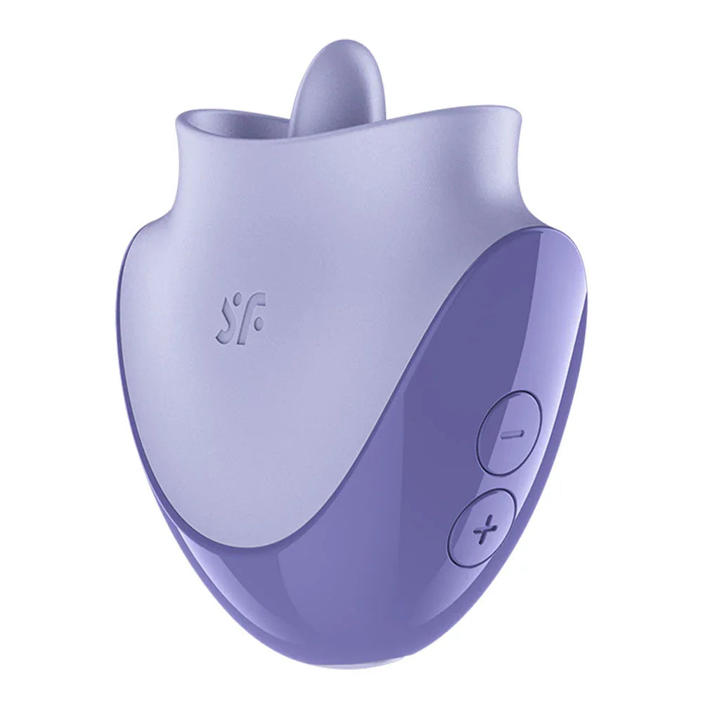Satisfyer Tongue Dancer - Flicking Stimulator in Purple, angled view