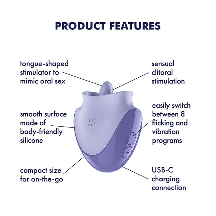 Satisfyer Tongue Dancer - Purple USB Rechargeable Flicking Stimulator – Sex toys NZ by Naughtyhut. Discreet delivery nationwide.