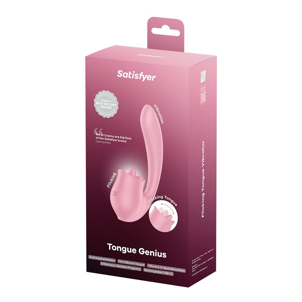 Satisfyer Tongue Genius - Pink USB Rechargeable Vibrator with Flicking Clit Stimulator – Sex toys NZ by Naughtyhut. Discreet delivery nationwide.