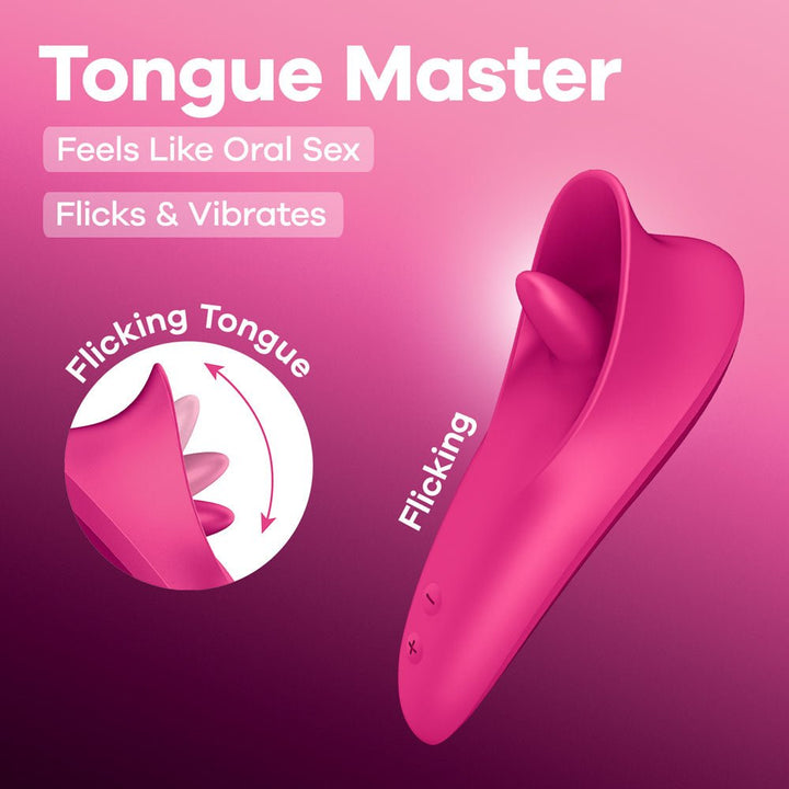 Satisfyer Tongue Master - Pink 14.4 cm USB Rechargeable Flicking Clitoral Stimulator – Sex toys NZ by Naughtyhut. Discreet delivery nationwide.