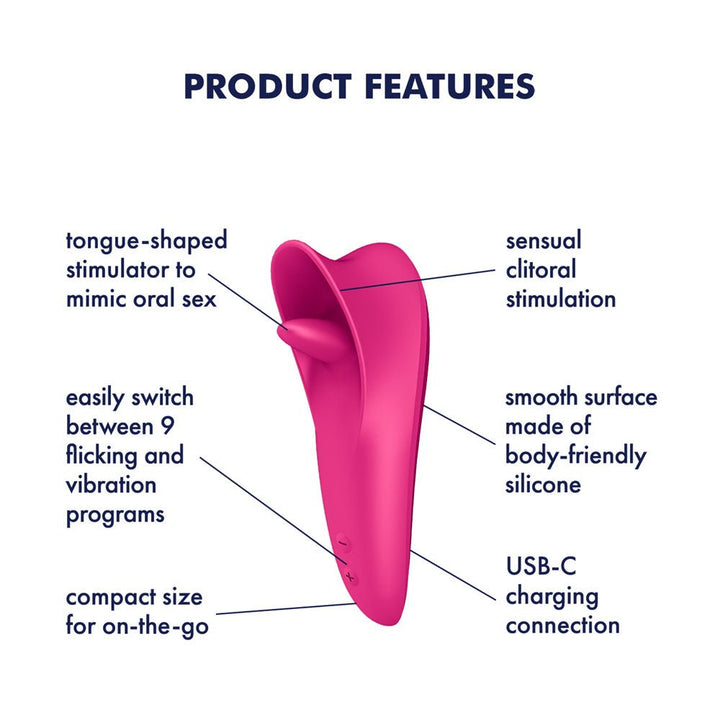 Satisfyer Tongue Master - Pink 14.4 cm USB Rechargeable Flicking Clitoral Stimulator – Sex toys NZ by Naughtyhut. Discreet delivery nationwide.