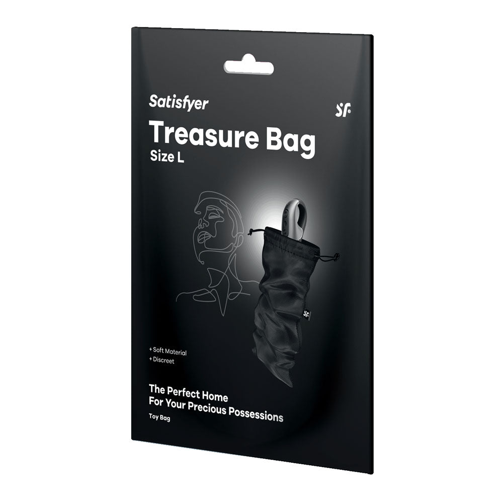 Satisfyer Treasure Bag Large - Black - Black Large Toy Storage Bag – Sex toys NZ by Naughtyhut. Discreet delivery nationwide.