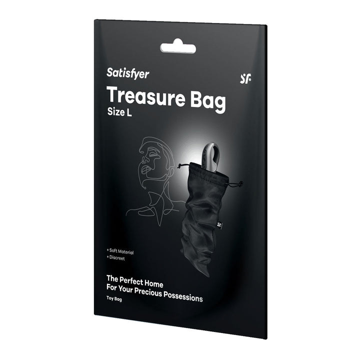 Satisfyer Treasure Bag Large - Black - Black Large Toy Storage Bag – Sex toys NZ by Naughtyhut. Discreet delivery nationwide.
