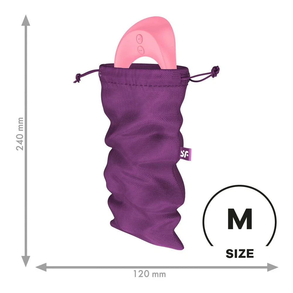 Satisfyer Treasure Bag Medium in violet, 240 x 120 mm with a toy inside