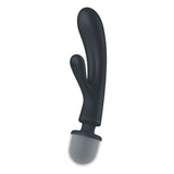 Buy Satisfyer Triple Lover - Grey USB Rechargeable Rabbit Vibrator and Massage Wand – Naughtyhut NZ sex toys online. Discreet delivery & top brands.