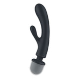 Buy Satisfyer Triple Lover - Grey USB Rechargeable Rabbit Vibrator and Massage Wand – Naughtyhut NZ sex toys online. Discreet delivery & top brands.