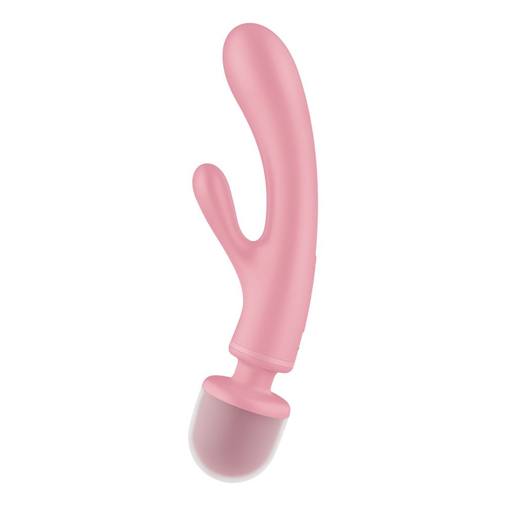 Satisfyer Triple Lover - Pink USB Rechargeable Rabbit Vibrator and Massage Wand – Sex toys NZ by Naughtyhut. Discreet delivery nationwide.