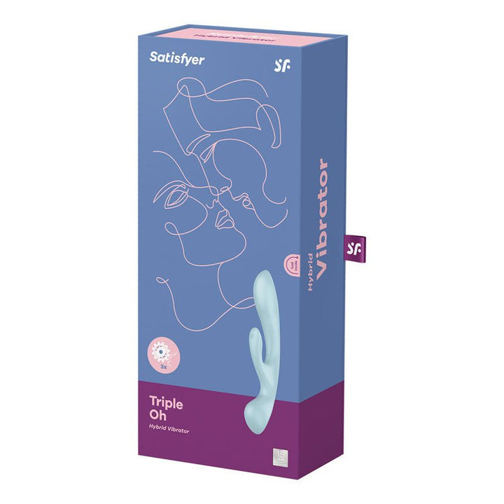 Satisfyer Triple Oh - Light Blue USB Rechargeable Rabbit Vibrator – Sex toys NZ by Naughtyhut. Discreet delivery nationwide.