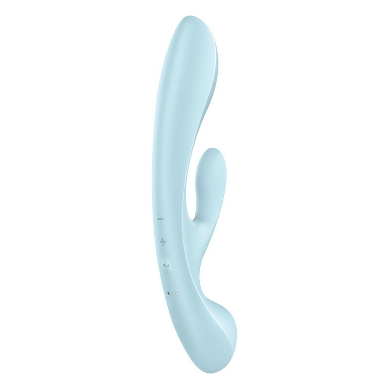 Buy Satisfyer Triple Oh - Light Blue USB Rechargeable Rabbit Vibrator – Naughtyhut NZ sex toys online. Discreet delivery & top brands.