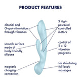 Buy Satisfyer Triple Oh - Light Blue USB Rechargeable Rabbit Vibrator – Naughtyhut NZ sex toys online. Discreet delivery & top brands.