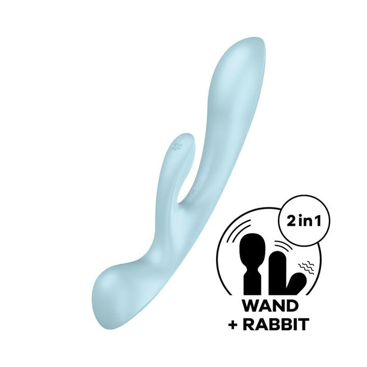 Satisfyer Triple Oh - Light Blue USB Rechargeable Rabbit Vibrator – Sex toys NZ by Naughtyhut. Discreet delivery nationwide.