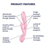 Buy Satisfyer Triple Oh - Pink USB Rechargeable Rabbit Vibrator – Naughtyhut NZ sex toys online. Discreet delivery & top brands.