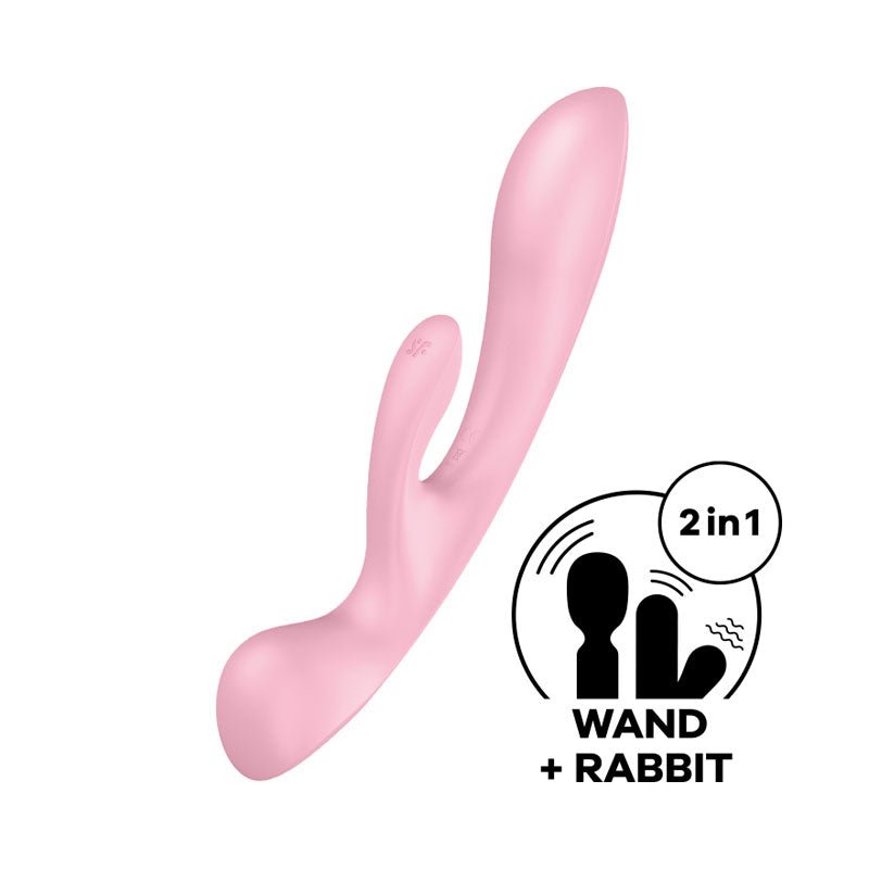 Buy Satisfyer Triple Oh - Pink USB Rechargeable Rabbit Vibrator – Naughtyhut NZ sex toys online. Discreet delivery & top brands.