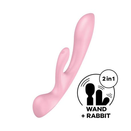 Buy Satisfyer Triple Oh - Pink USB Rechargeable Rabbit Vibrator – Naughtyhut NZ sex toys online. Discreet delivery & top brands.