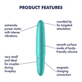 Buy Satisfyer Ultra Power Bullet 6 - Turquoise USB Rechargeable Bullet – Naughtyhut NZ sex toys online. Discreet delivery & top brands.