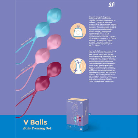 Buy Satisfyer V Balls - Coloured Weighted Kegel Balls - Set of 3 – Naughtyhut NZ sex toys online. Discreet delivery & top brands.