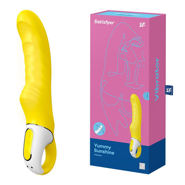 Buy Satisfyer Vibes - Yummy Sunshine - Yellow USB Rechargeable Vibrator – Naughtyhut NZ sex toys online. Discreet delivery & top brands.