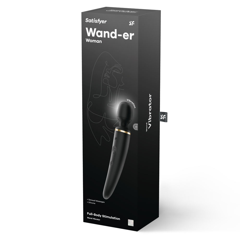Buy Satisfyer Wand - er Woman - Black USB Rechargeable Massager Wand – Naughtyhut NZ sex toys online. Discreet delivery & top brands.