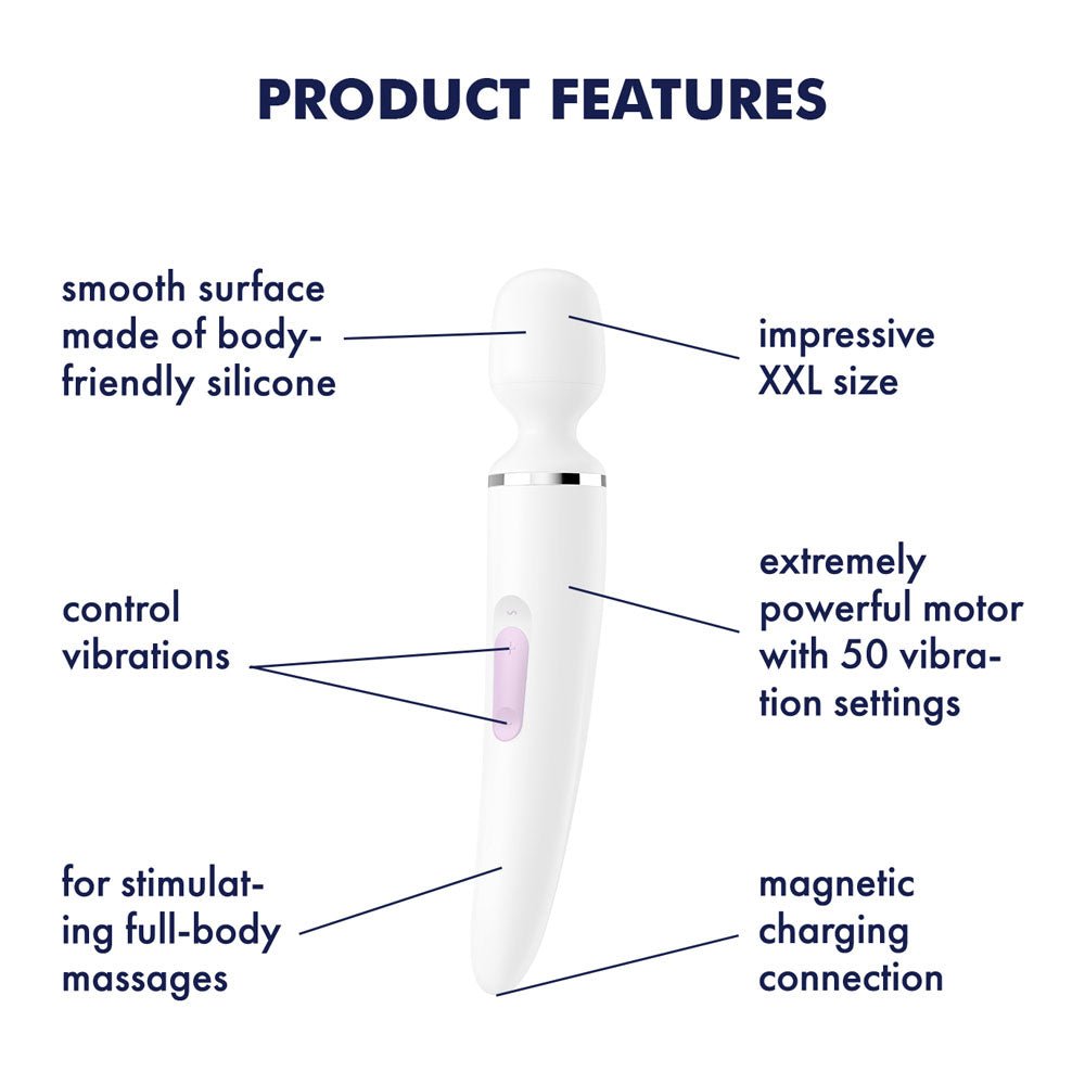 Satisfyer Wand - er Woman - White USB Rechargeable Massager Wand – Sex toys NZ by Naughtyhut. Discreet delivery nationwide.