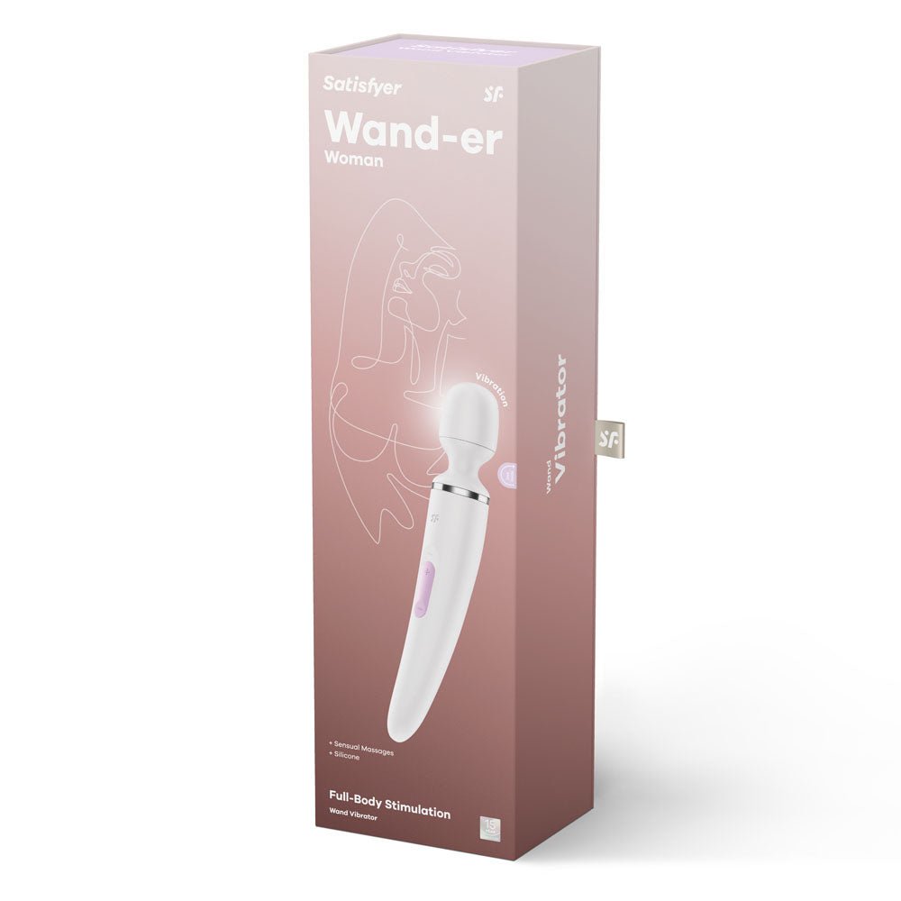 Buy Satisfyer Wand - er Woman - White USB Rechargeable Massager Wand – Naughtyhut NZ sex toys online. Discreet delivery & top brands.