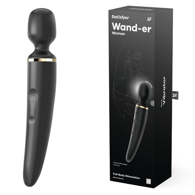 Buy Satisfyer Wand - er Woman - Black USB Rechargeable Massager Wand – Naughtyhut NZ sex toys online. Discreet delivery & top brands.