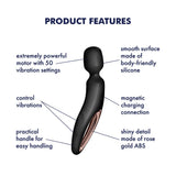 Buy Satisfyer Wand - erland - Black - Black/Rose Gold USB Rechargeable Massage Wand – Naughtyhut NZ sex toys online. Discreet delivery & top brands.