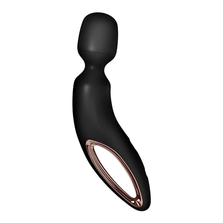 Satisfyer Wand - erland - Black - Black/Rose Gold USB Rechargeable Massage Wand – Sex toys NZ by Naughtyhut. Discreet delivery nationwide.