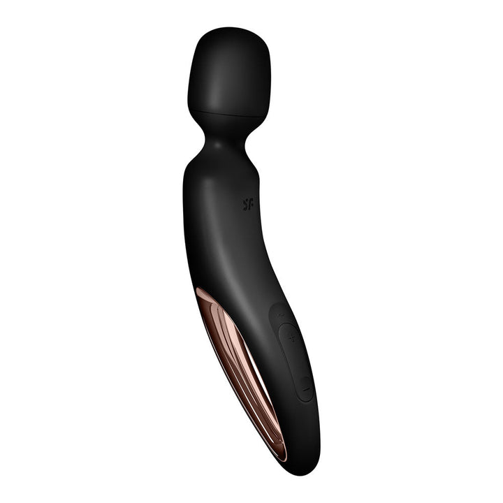 Satisfyer Wand - erland - Black - Black/Rose Gold USB Rechargeable Massage Wand – Sex toys NZ by Naughtyhut. Discreet delivery nationwide.