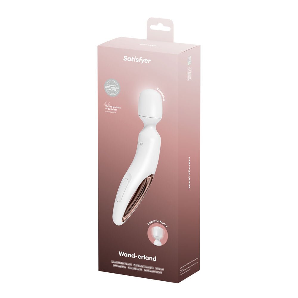 Satisfyer Wand - erland - White - White/Rose Gold USB Rechargeable Massage Wand – Sex toys NZ by Naughtyhut. Discreet delivery nationwide.