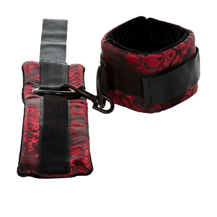 Scandal Breathable Ball Gag With Cuffs Red – Sex toys NZ by Naughtyhut. Discreet delivery nationwide.