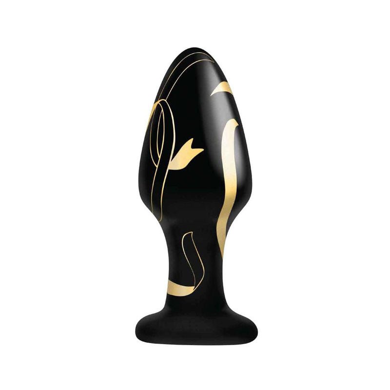 Buy Secret Kisses 4'' Handblown Wide Glass Plug - Black 10.2 cm Glass Butt Plug – Naughtyhut NZ sex toys online. Discreet delivery & top brands.
