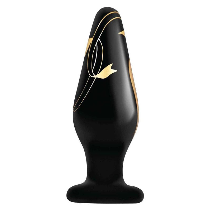 Buy Secret Kisses 4.5'' Handblown Wide Glass Plug - Black 11.4 cm Glass Butt Plug – Naughtyhut NZ sex toys online. Discreet delivery & top brands.