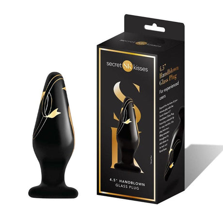 Buy Secret Kisses 4.5'' Handblown Wide Glass Plug - Black 11.4 cm Glass Butt Plug – Naughtyhut NZ sex toys online. Discreet delivery & top brands.