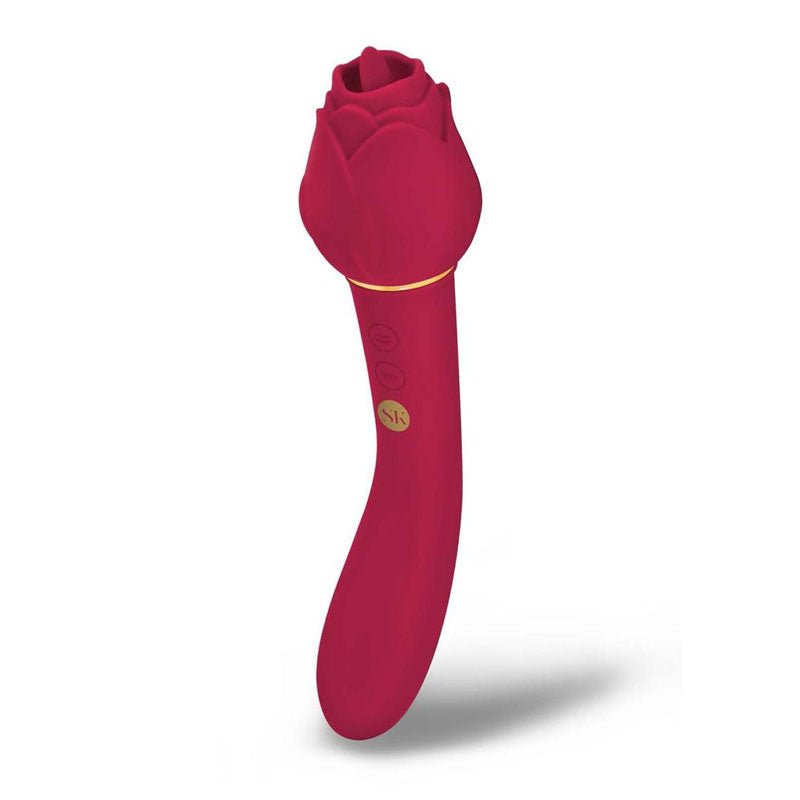 Buy Secret Kisses ROSEGASM LINGO - Rose Red 20.3 cm Dual Vibrator & Flicking Stimulator – Naughtyhut NZ sex toys online. Discreet delivery & top brands.
