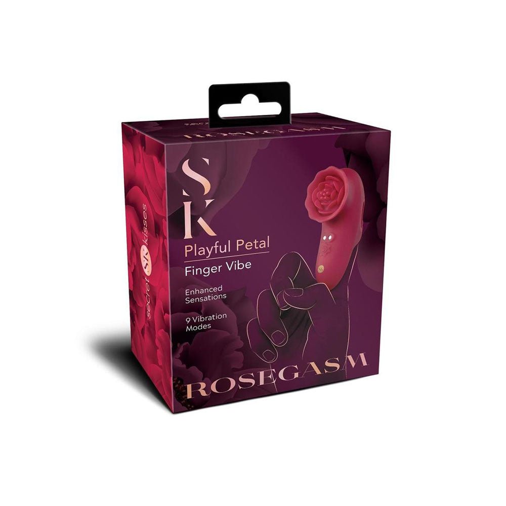 Secret Kisses ROSEGASM PLAYFUL PETAL - Red USB Rechargeable Finger Stimulator – Sex toys NZ by Naughtyhut. Discreet delivery nationwide.