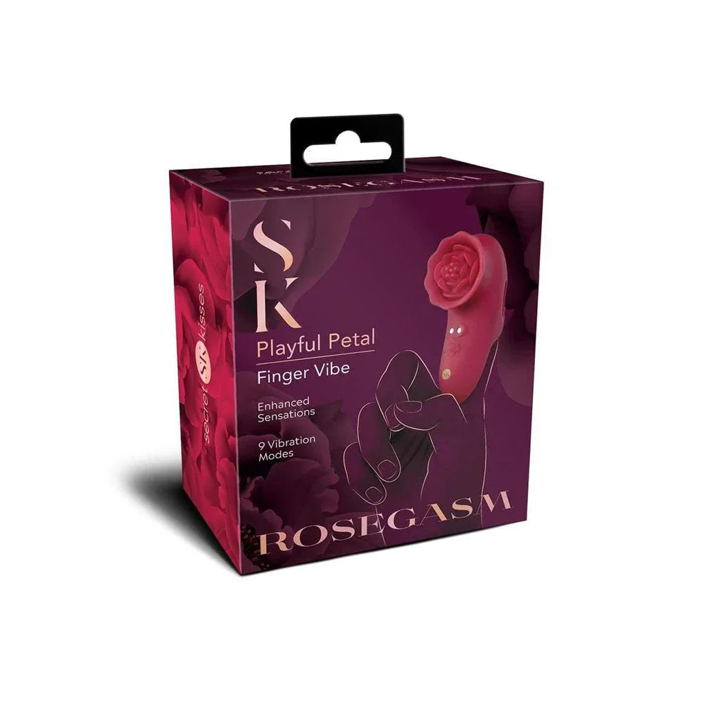Secret Kisses Rosegasm Playful Petal retail box alone, plum front panel