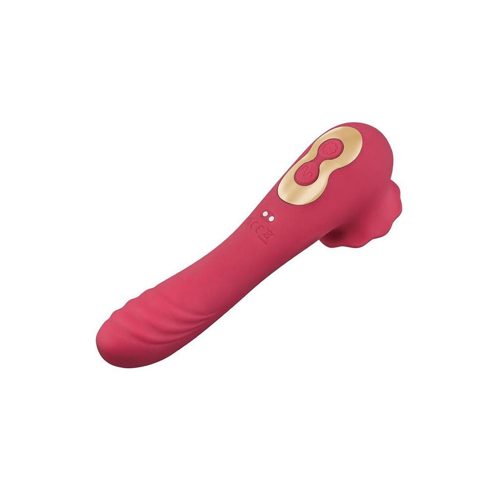 Secret Kisses ROSEGASM ROSE QUAKE - Red 18.8 cm USB Rechargeable Dual Ended Tapping Vibrator – Sex toys NZ by Naughtyhut. Discreet delivery nationwide.