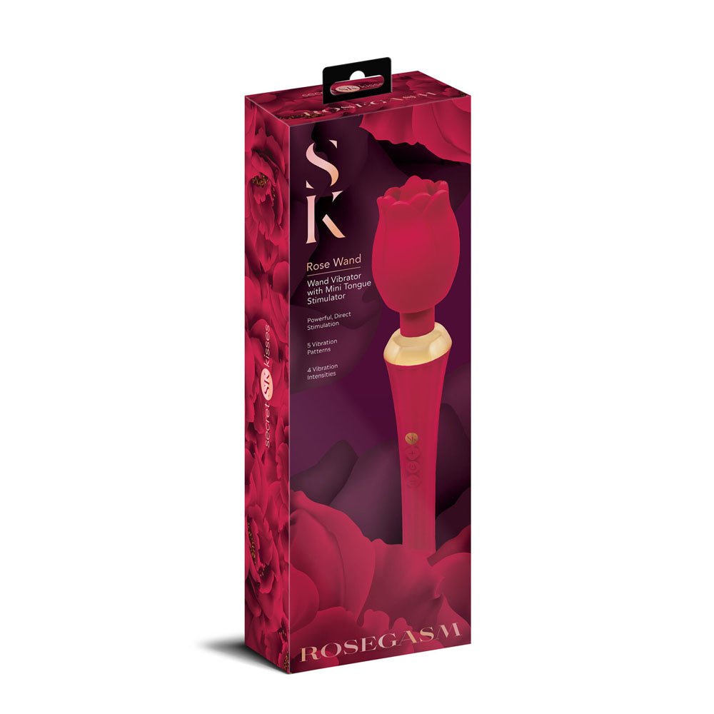 Buy Secret Kisses Rosegasm Rose Wand - Rose Red 30.5 cm USB Rechargeable Massager Wand – Naughtyhut NZ sex toys online. Discreet delivery & top brands.