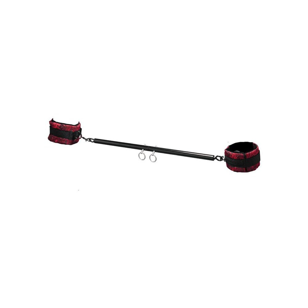 Buy Secret Kisses ROSEGASM SPREADER BAR SET - Black Metal Spreader Bar with Ankle Cuffs – Naughtyhut NZ sex toys online. Discreet delivery & top brands.