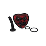 Buy Secret Kisses ROSEGASM STRAP - ON HARNESS with Dildo - Red/Black Heart - Shaped Strap - On with 5'' Dildo – Naughtyhut NZ sex toys online. Discreet delivery & top brands.