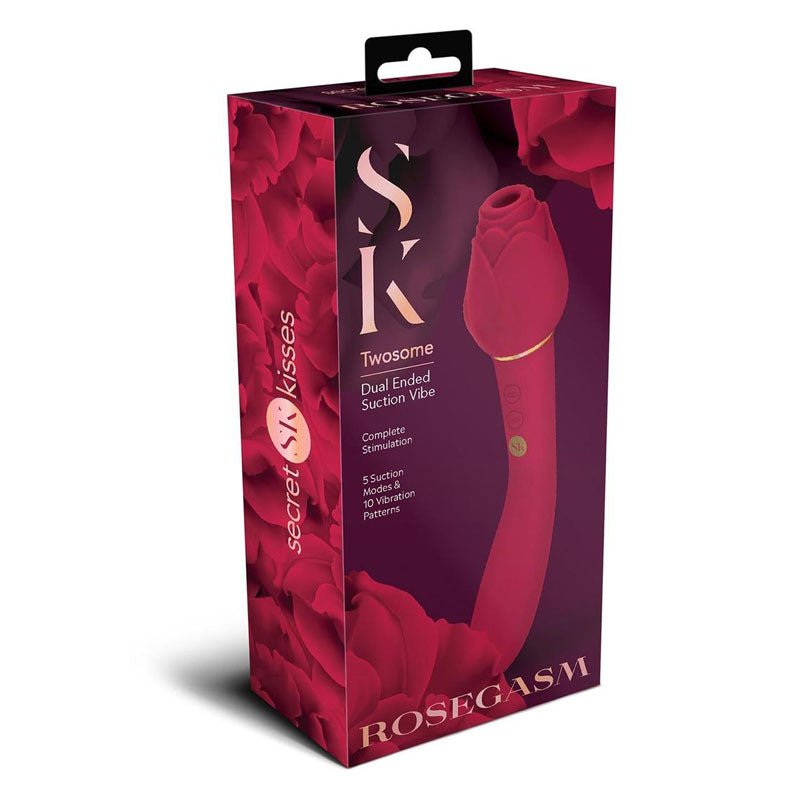 Buy Secret Kisses ROSEGASM TWOSOME - Rose Red 20.3 cm Air Pulsation Stimulator & Vibrator – Naughtyhut NZ sex toys online. Discreet delivery & top brands.