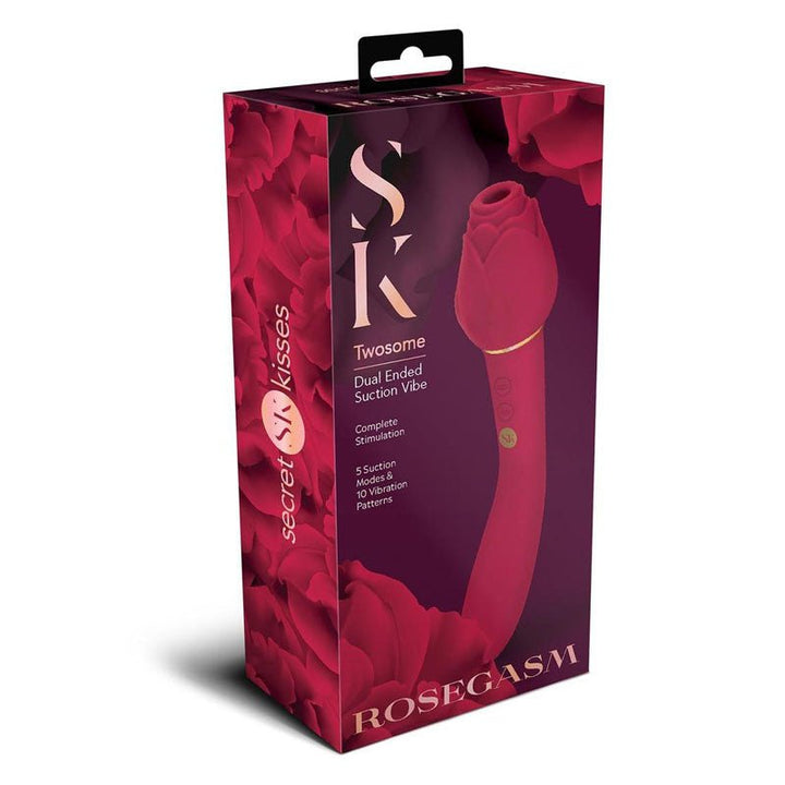 Secret Kisses ROSEGASM TWOSOME - Rose Red 20.3 cm Air Pulsation Stimulator & Vibrator – Sex toys NZ by Naughtyhut. Discreet delivery nationwide.